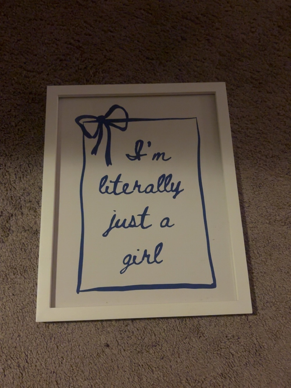 White Framed "I'm Literally Just a Girl" Wall Art - White/Blue